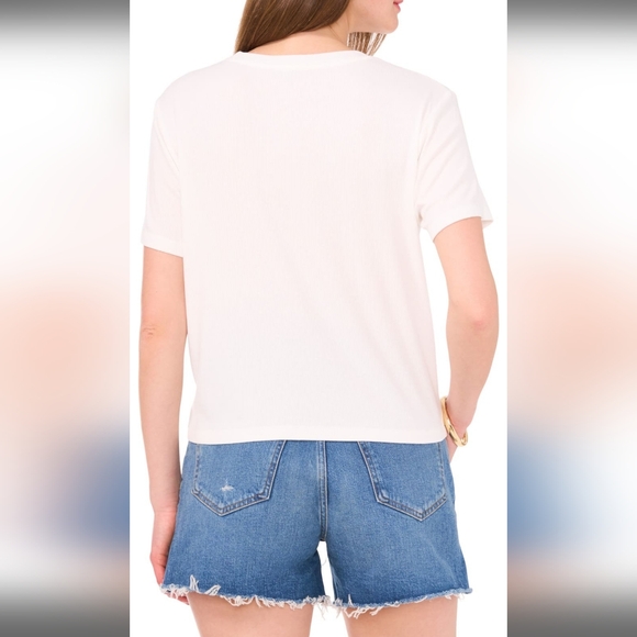 1.STATE Rib Jersey Boxy Crop T-Shirt, Large, NEW IVORY - Picture 3 of 7